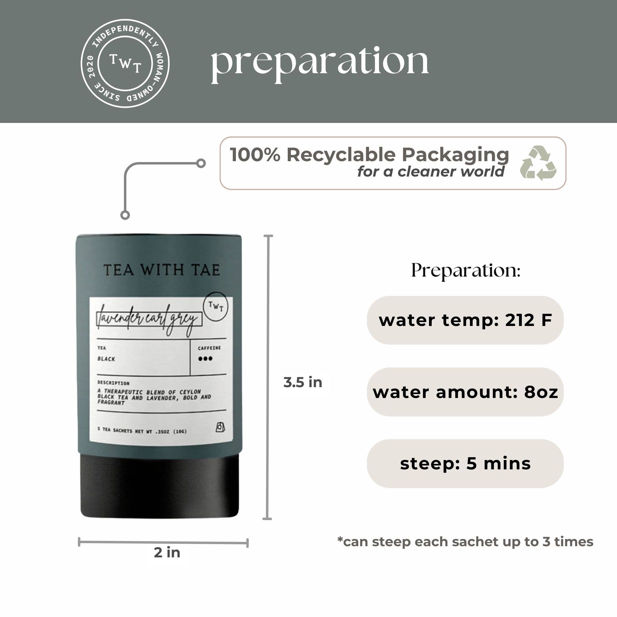 Lavender Earl Grey Black Tea Mini Tea Tube Gift (5 tea bags)